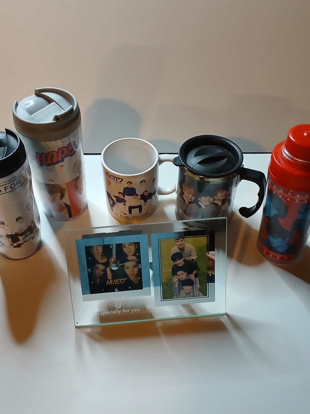 K-Pop Photo Memorabilia Collection Display Frame with Blue & Green Mats